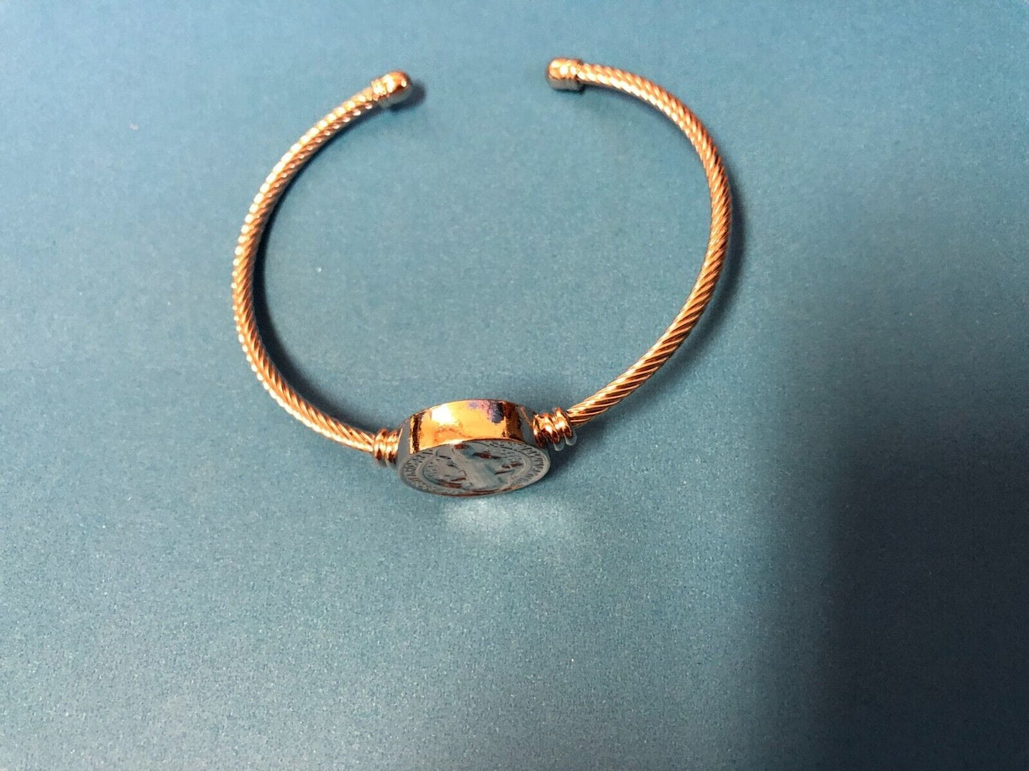 Saint Benedict Metal Rope Bangle Bracelet 7.5", New - Bob and Penny Lord
