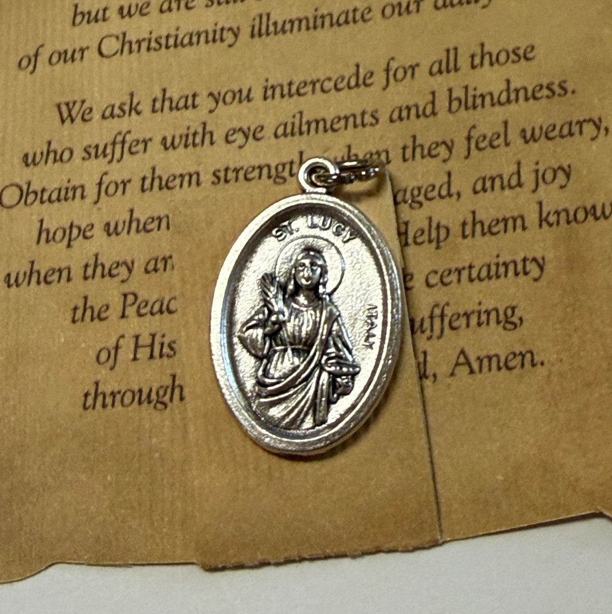 Saint Lucy(Patron St of Eye Ailments) Novena Card with Medal, New #PCM-21 - Journeys of Faith
