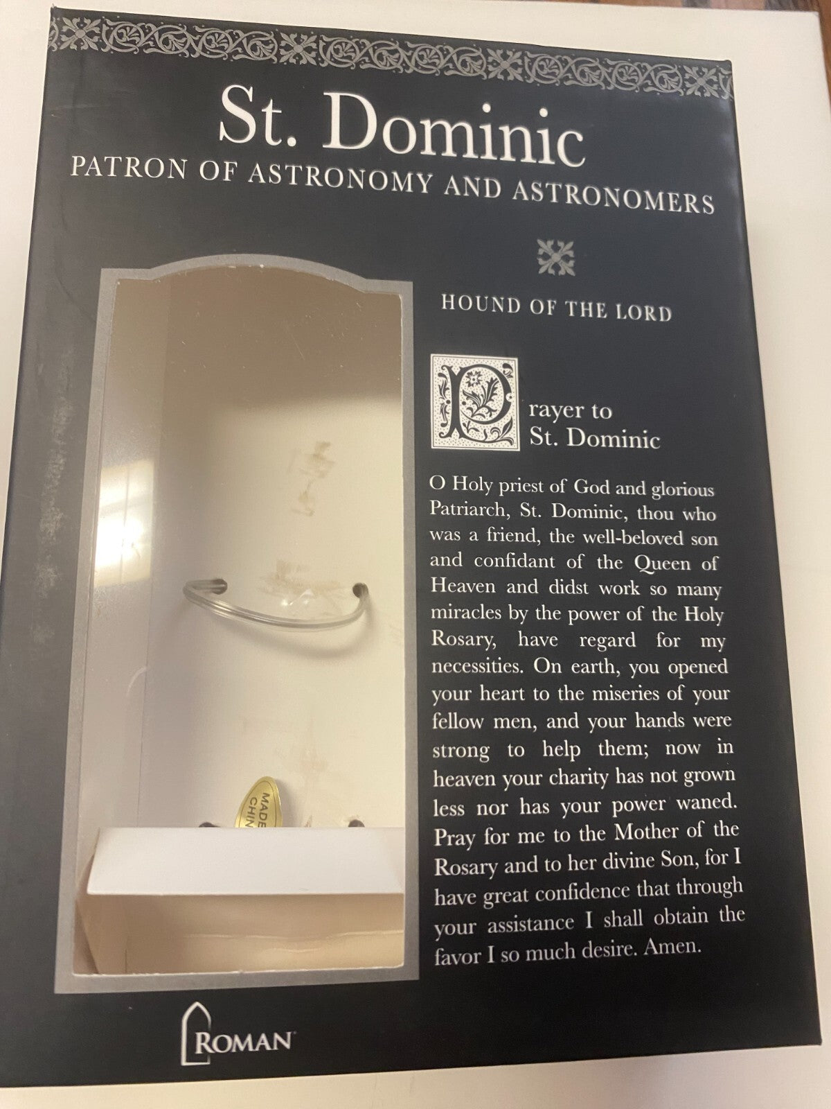 Saint Dominic 4" H Statue, Prayer Card + Bio, New