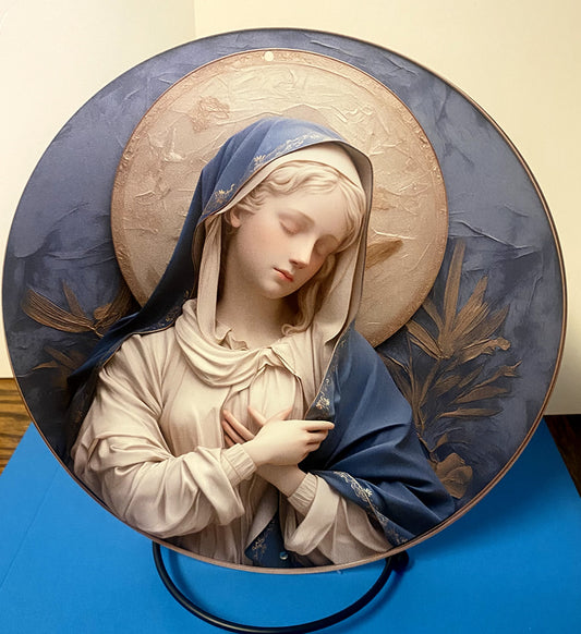 Blessed Mother Mary Aluminum 8" Round Image, New #ALM-01-gftshp - Journeys of Faith