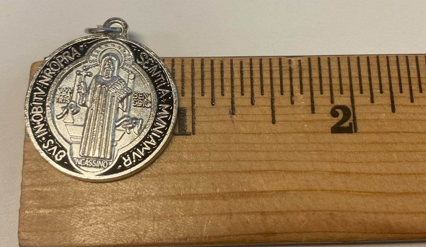 Saint Benedict Black & Silver tone Medal, New - Journeys of Faith