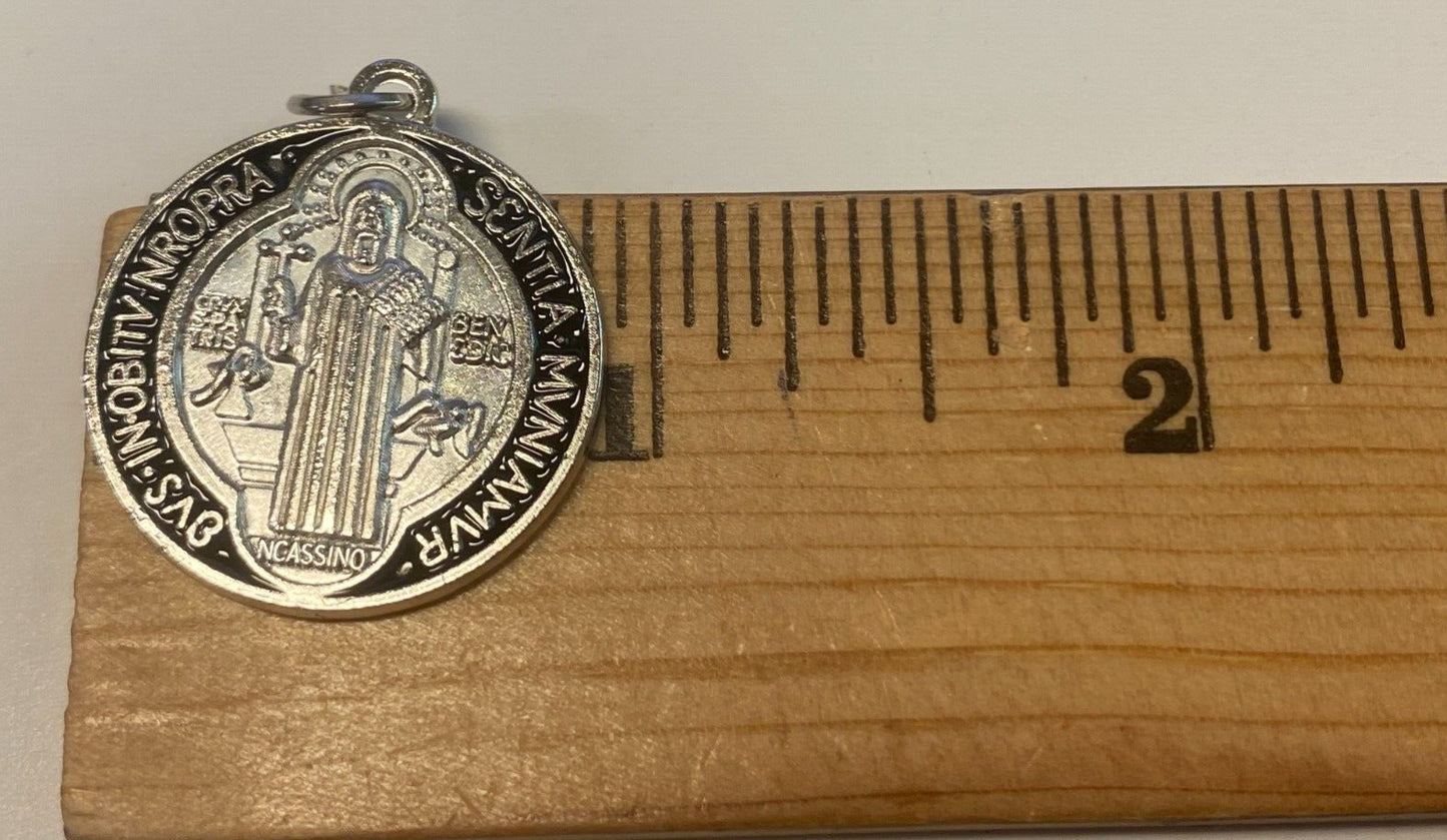 Saint Benedict Black & Silver tone Medal, New - Bob and Penny Lord