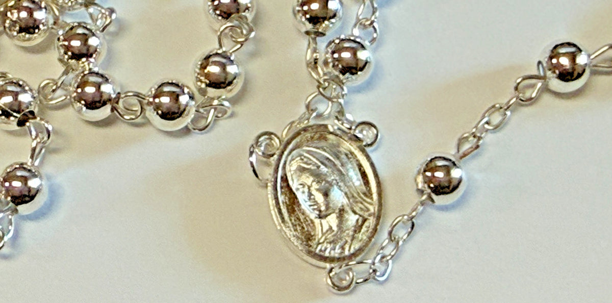 Divine Mercy and Blessed Mother, Silver Rosary, New #Gftshp-229 - Journeys of Faith