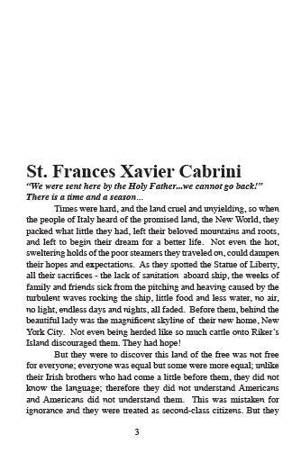 Saint Frances Mother Cabrini Pamphlet/Minibook, by Bob and Penny Lord,New - Journeys of Faith