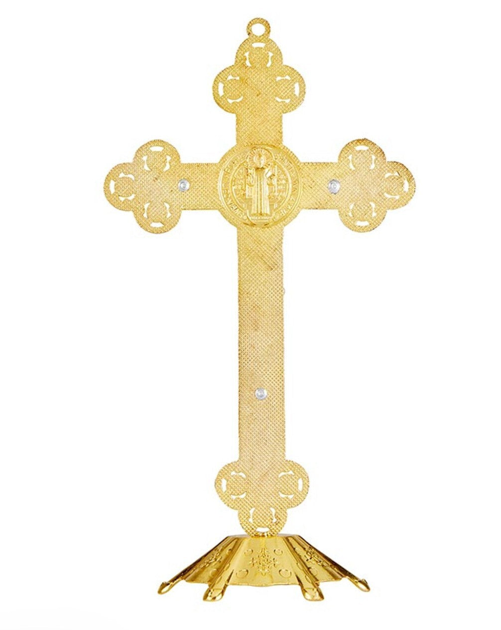 Saint Benedict Black & Gold with Pearls 8.75" Standing Crucifix, New #AB-241 - Journeys of Faith