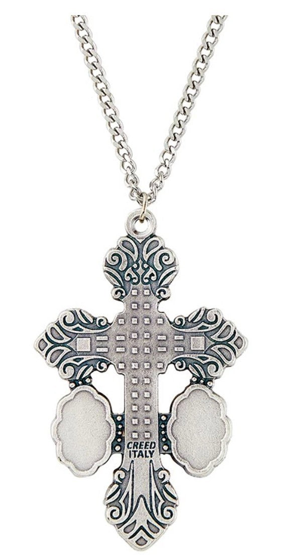 Saint Sister Faustina & Divine Mercy Dual Medal 2.50" Crucifix, New #AB-436-R2