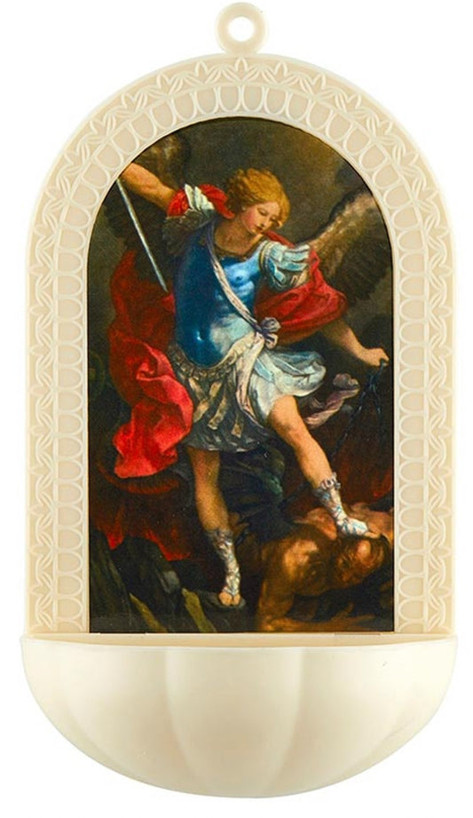 Saint Michael the Archangel  5.25" Holy Water Font, New #AB-337-R2 - Journeys of Faith