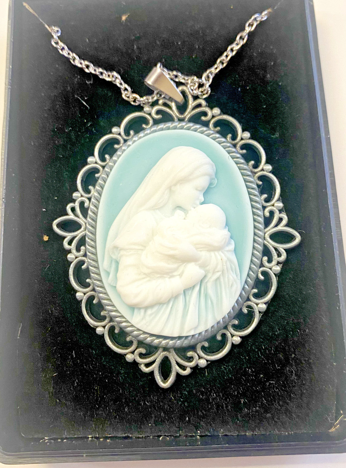 Mother's Kiss Cameo Pendant 18" L Necklace, New # AB-97-1 - Journeys of Faith