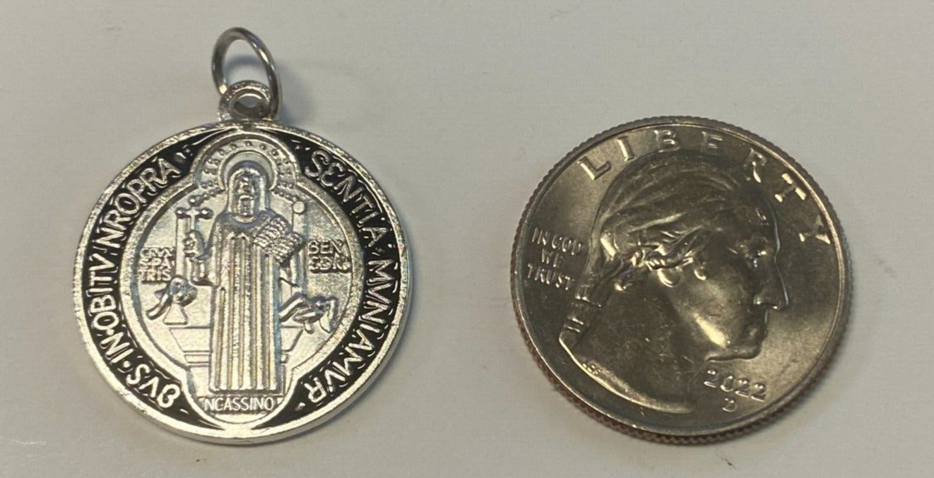 Saint Benedict Black & Silver tone Medal, New - Bob and Penny Lord