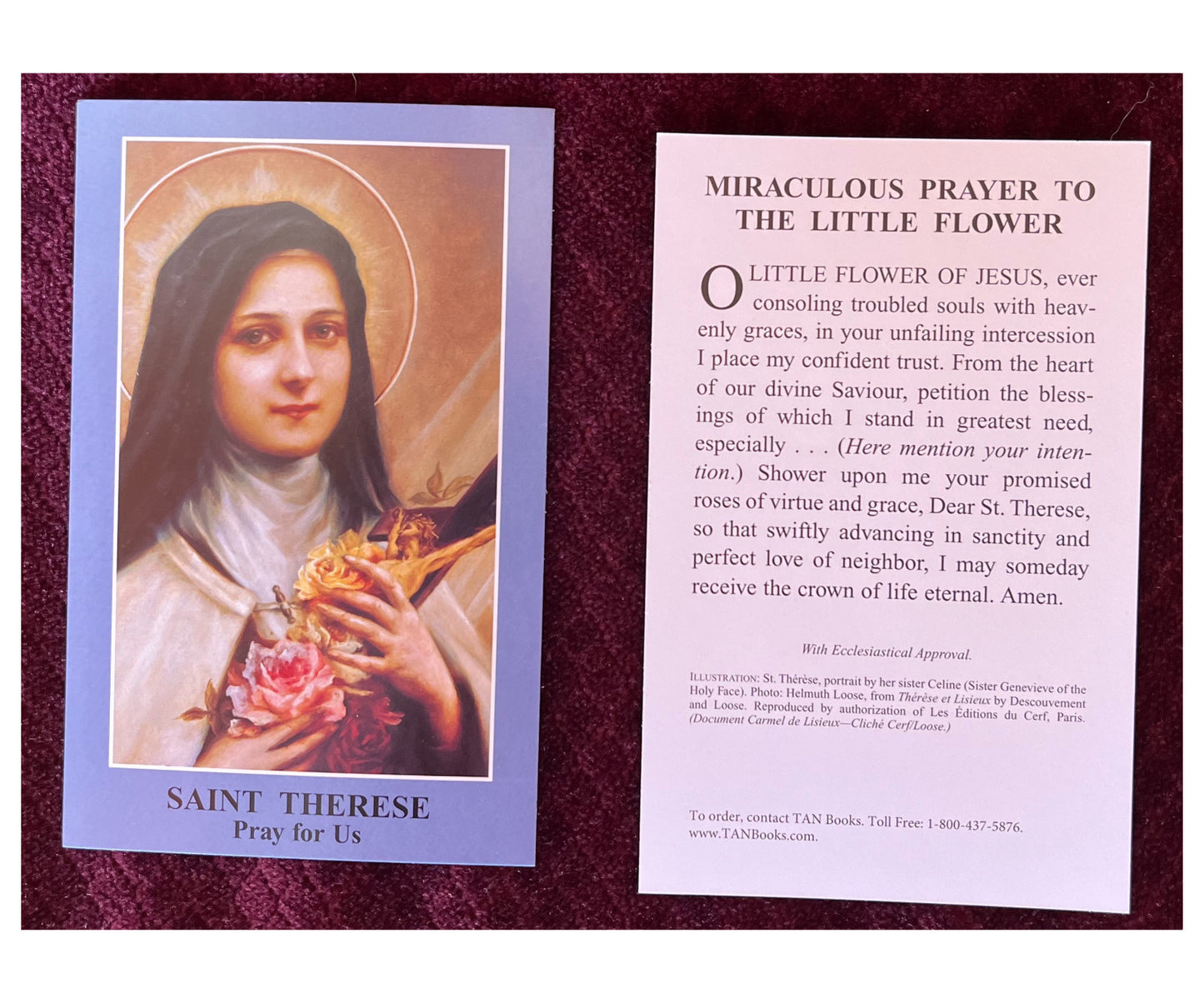 Saint Therese Miraculous Prayer Card
