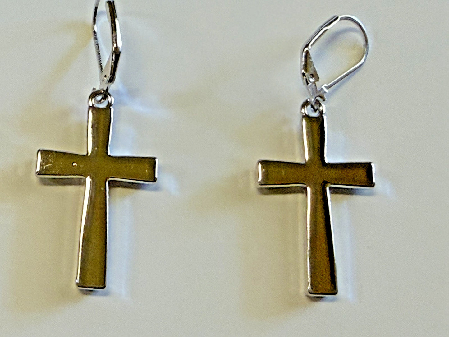 Cross with inlaid greenstones inside Earrings, New #AB-376-R2 - Journeys of Faith
