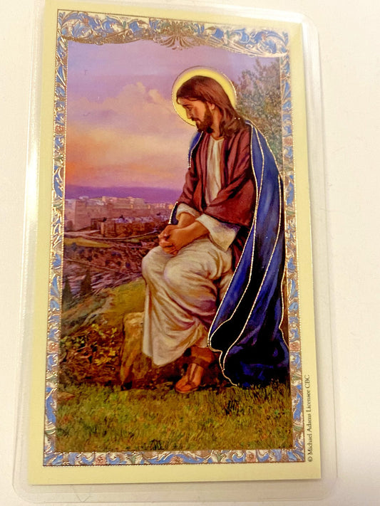 Jesus Christ/"Prayer for Retrear"  Llaminated Prayer Card, New - Bob and Penny Lord Journeys of Faith