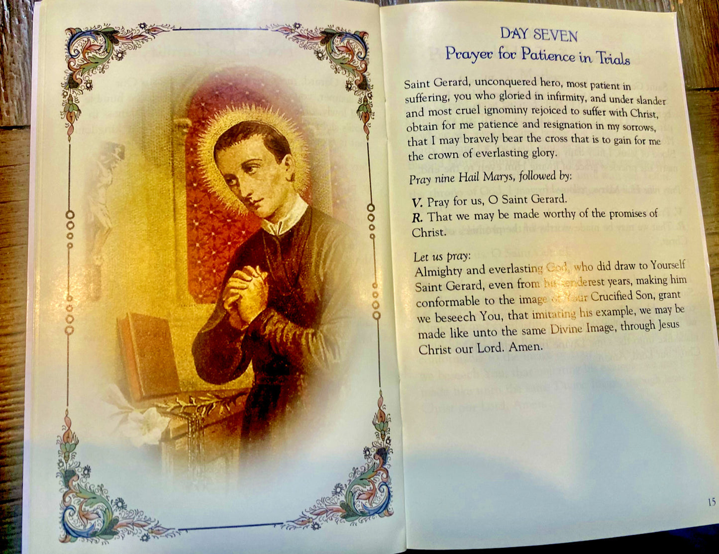 Saint Gerard Majella Novena Holy Card by Bob and Penny Lord, featuring religious imagery and Christian prayer in a collectible spiritual card.