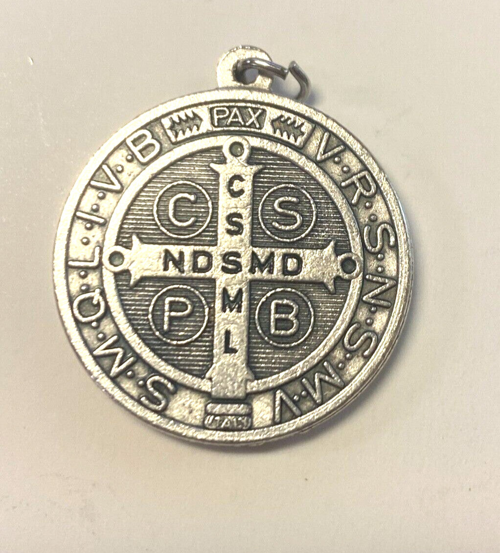 Saint Benedict Silver tone Medal, New, #2