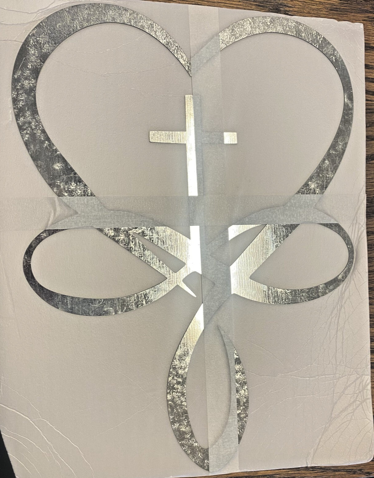Metal Heart Shaped Cross Wall Art Decor, New #AB-323-R2