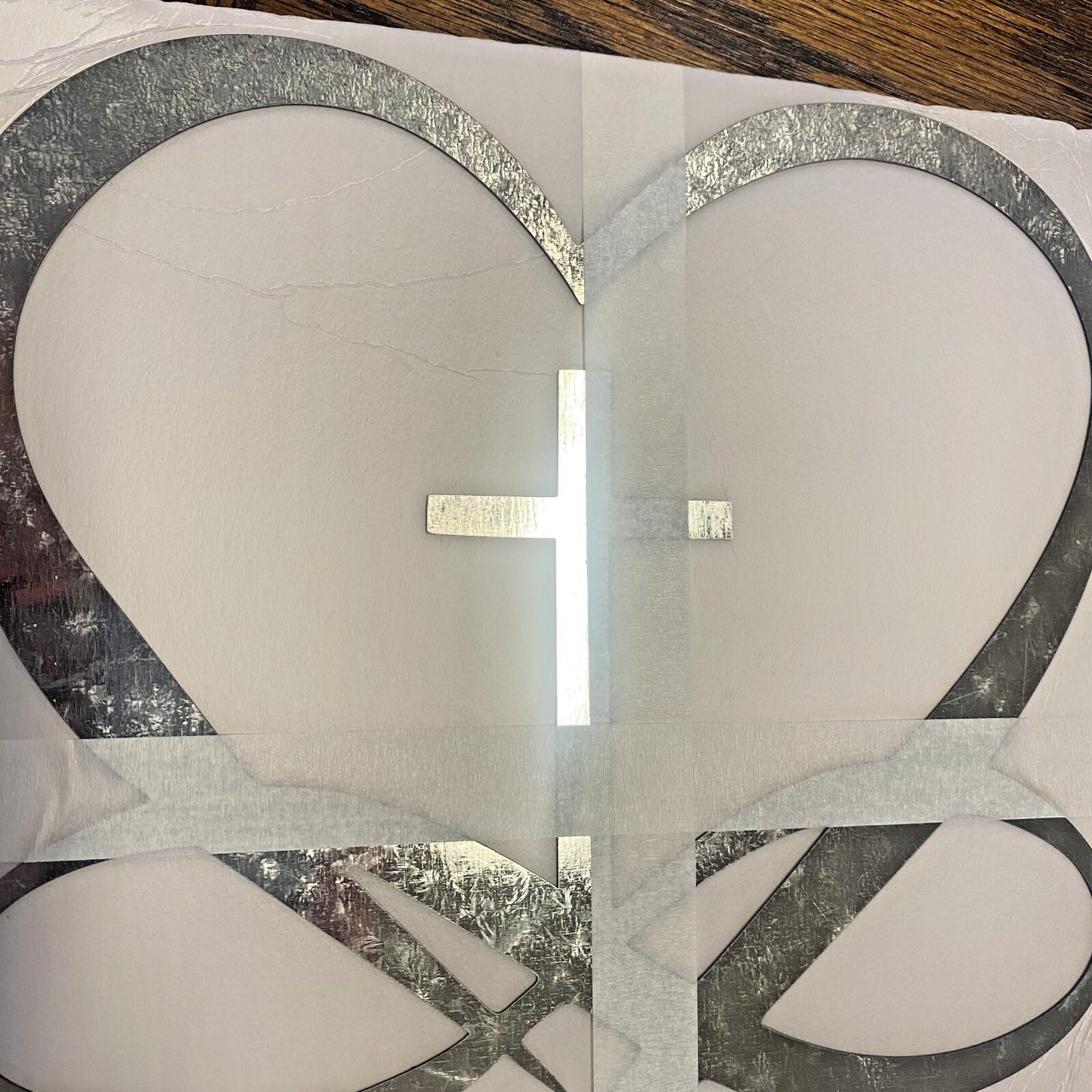 Metal Heart Shaped Cross Wall Art Decor, New #AB-323-R2