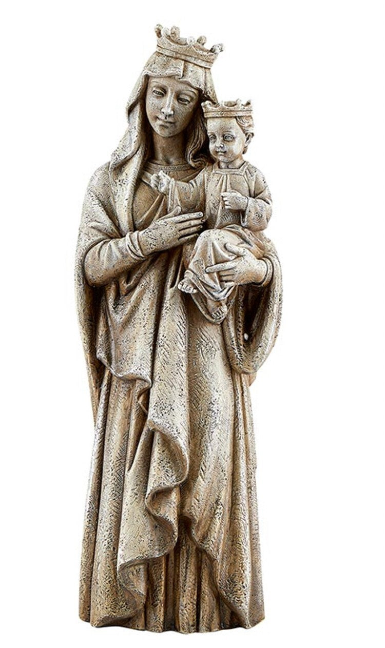 Crowned Blessed Mother & Child Jesus Garden 12" Statue, New #AB-234 - Journeys of Faith