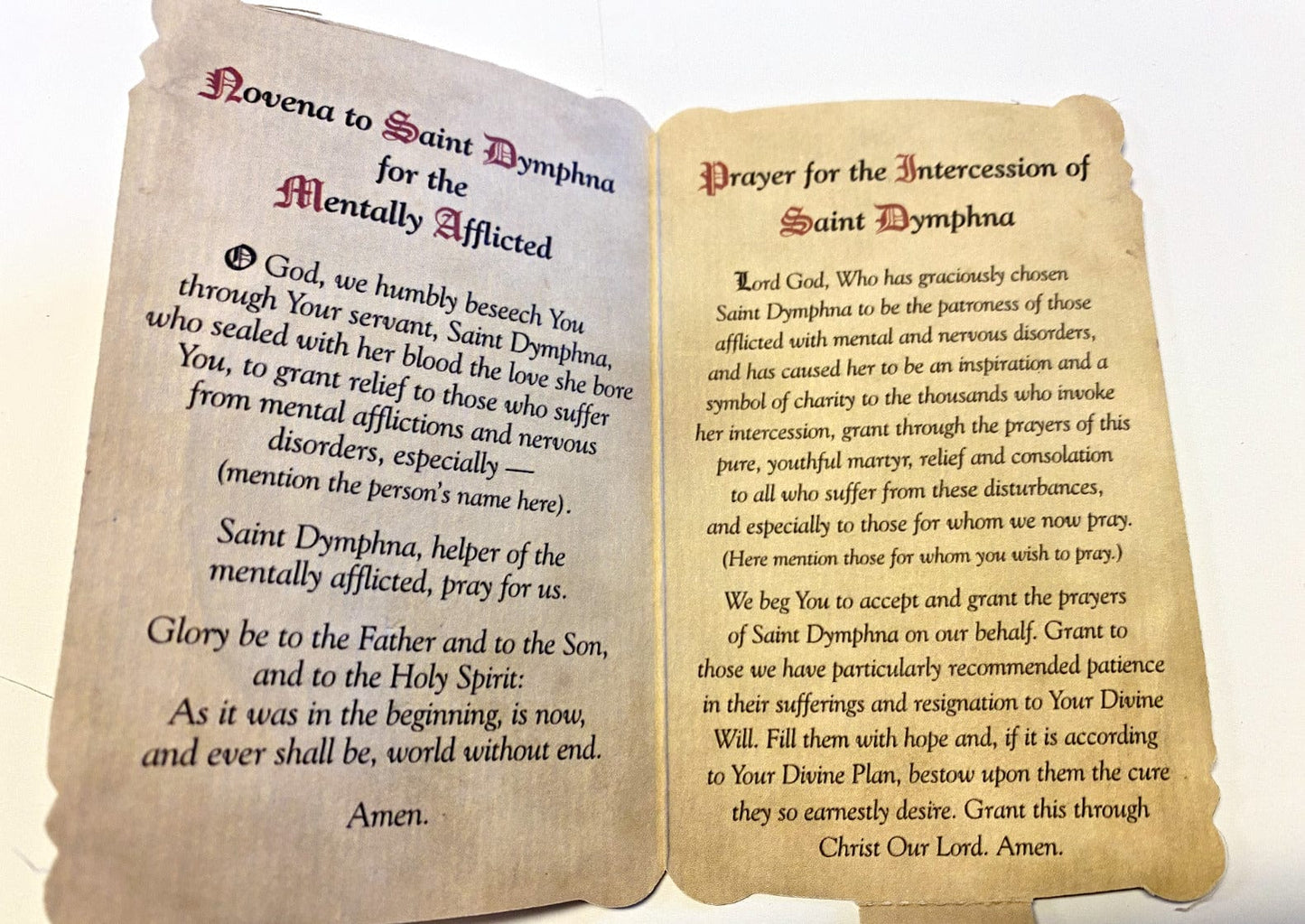 Saint Dymphna Patron of Mnetal Disorders Prayer Card Medal, New #PCM-012 - Bob and Penny Lord