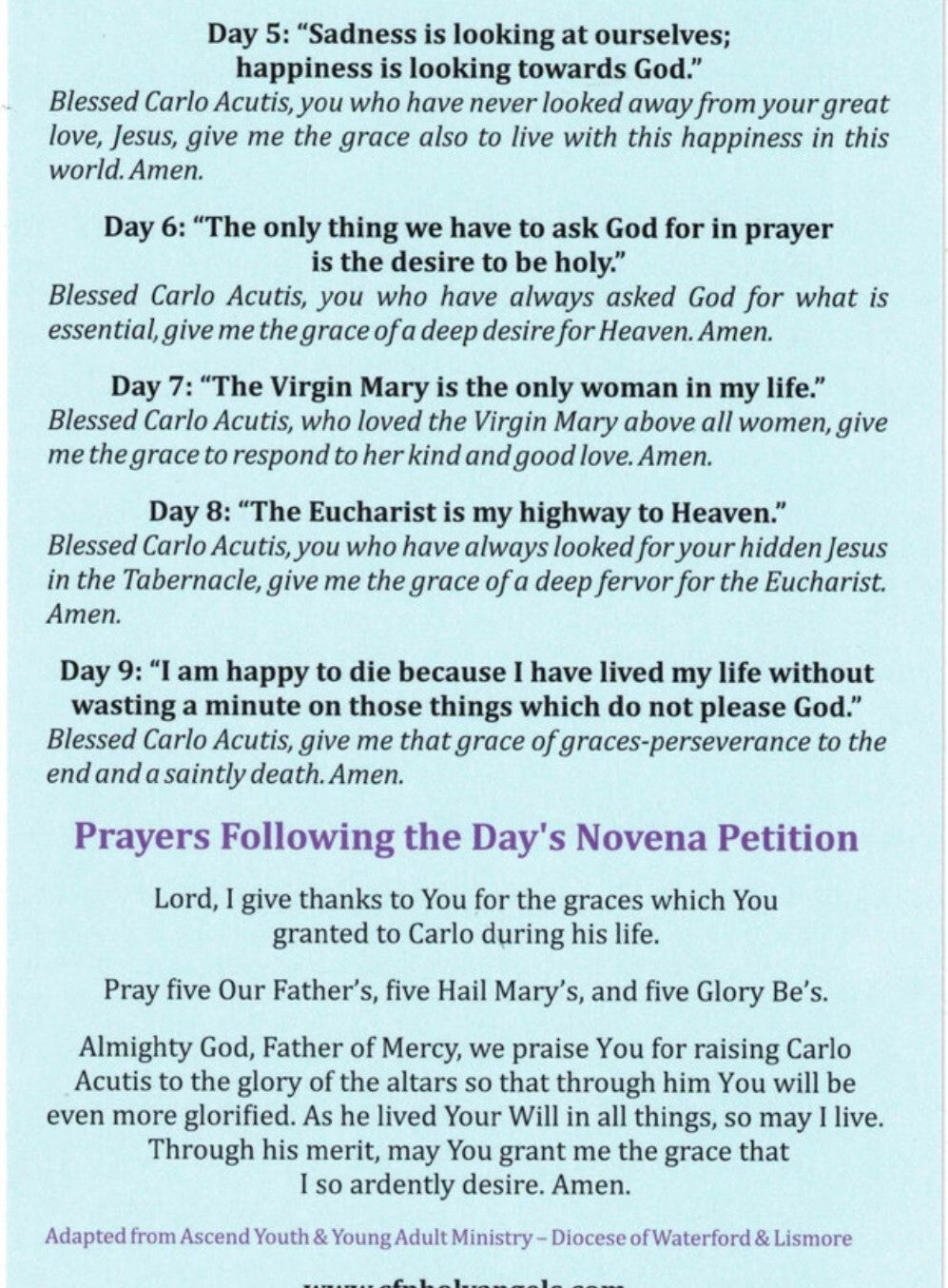 Novena to Blessed Carlo Acutis, New #PC-114 - Journeys of Faith