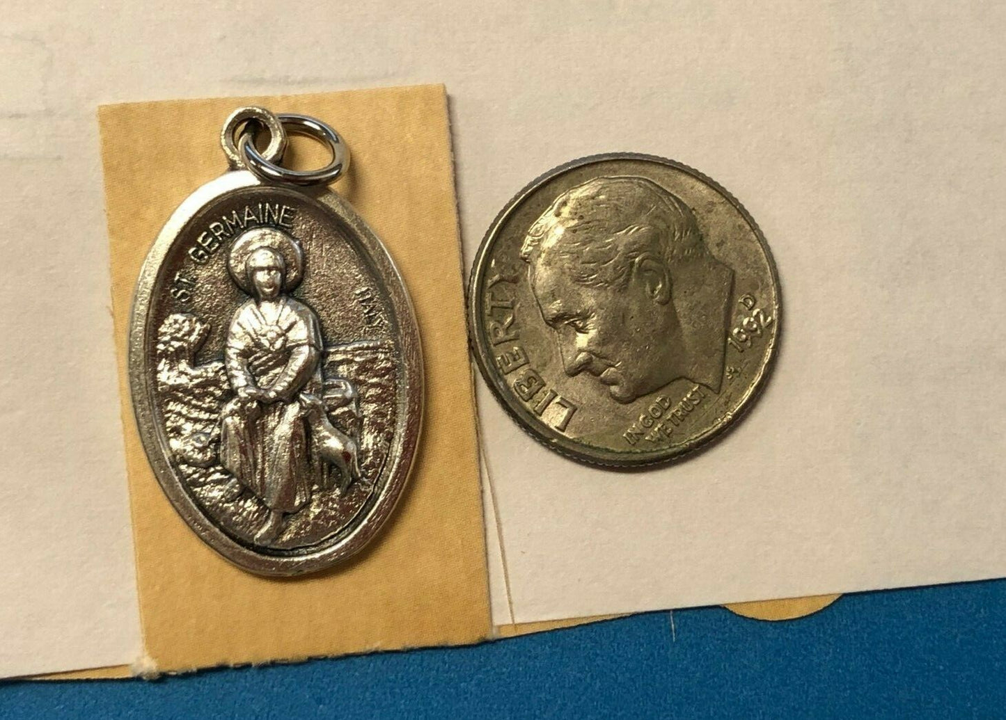 Saint Germaine de Pibrac (Patron of Disabled) Prayer Card + Medal, New#PCM-016