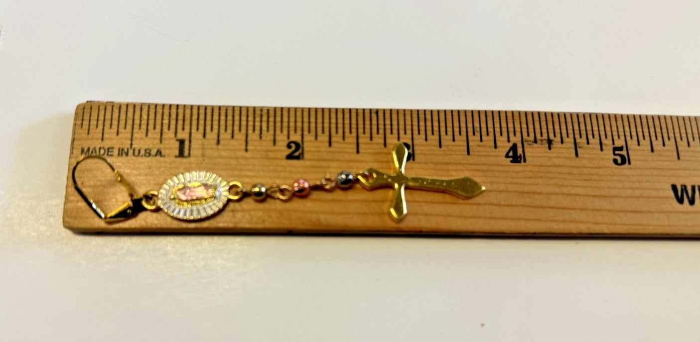 Our Lady of Guadalupe 3.75" Dangle Earrings, New #AB-382-R2