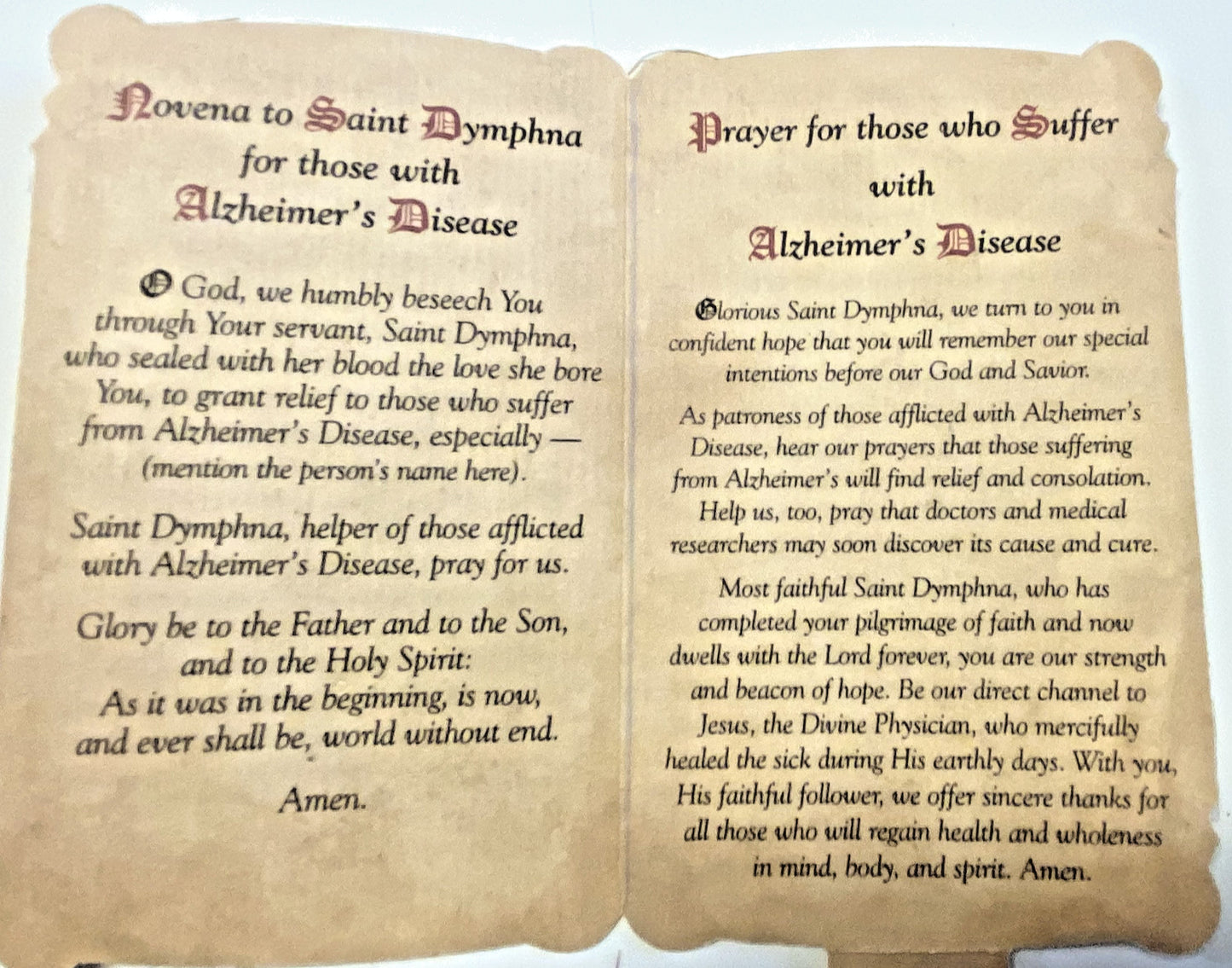 Saint Dymphna (Patron of Alzheimer's Disease) Prayer Card+ Medal, New #PCM-010