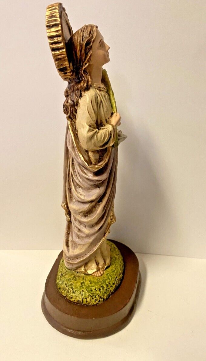 Saint Lucy Hand Painted 8" Statue, New From Colombia #L015 - Journeys of Faith