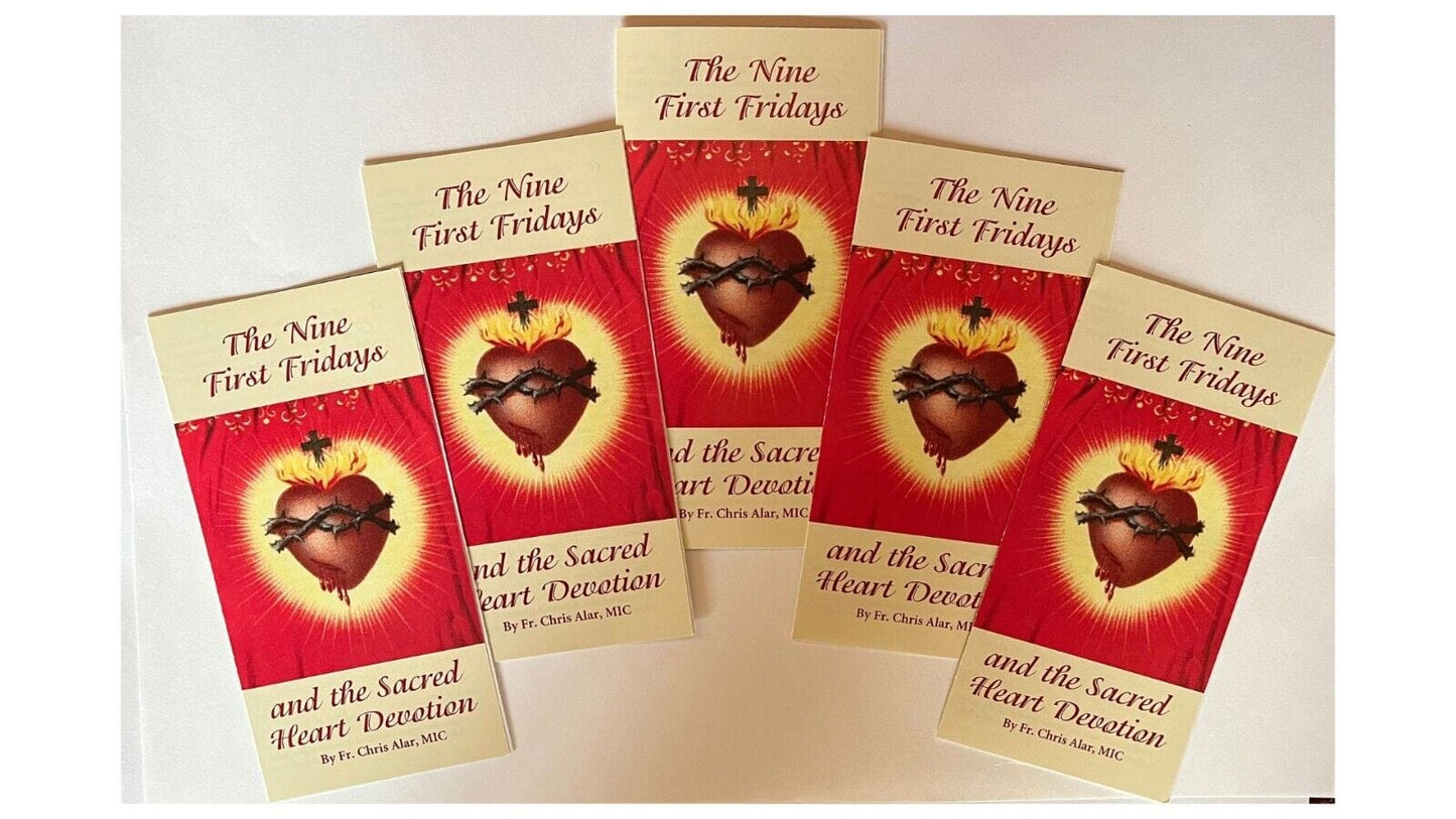 The Nine First Fridays and Sacred Heart Devotion 4 Panel Pamphlet 5 Pack - Bob and Penny Lord Journeys of Faith