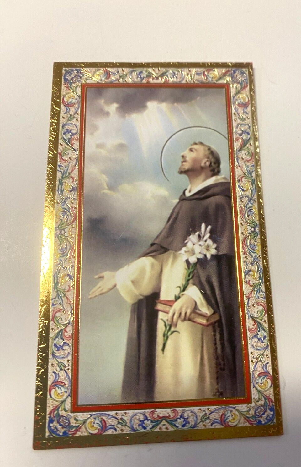 Saint Dominic 4" H Statue, Prayer Card + Bio, New