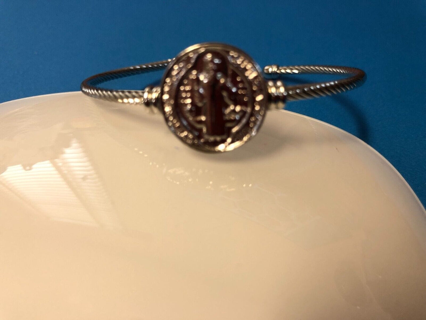 Saint Benedict Metal Rope Bangle Bracelet 7.5", New - Bob and Penny Lord