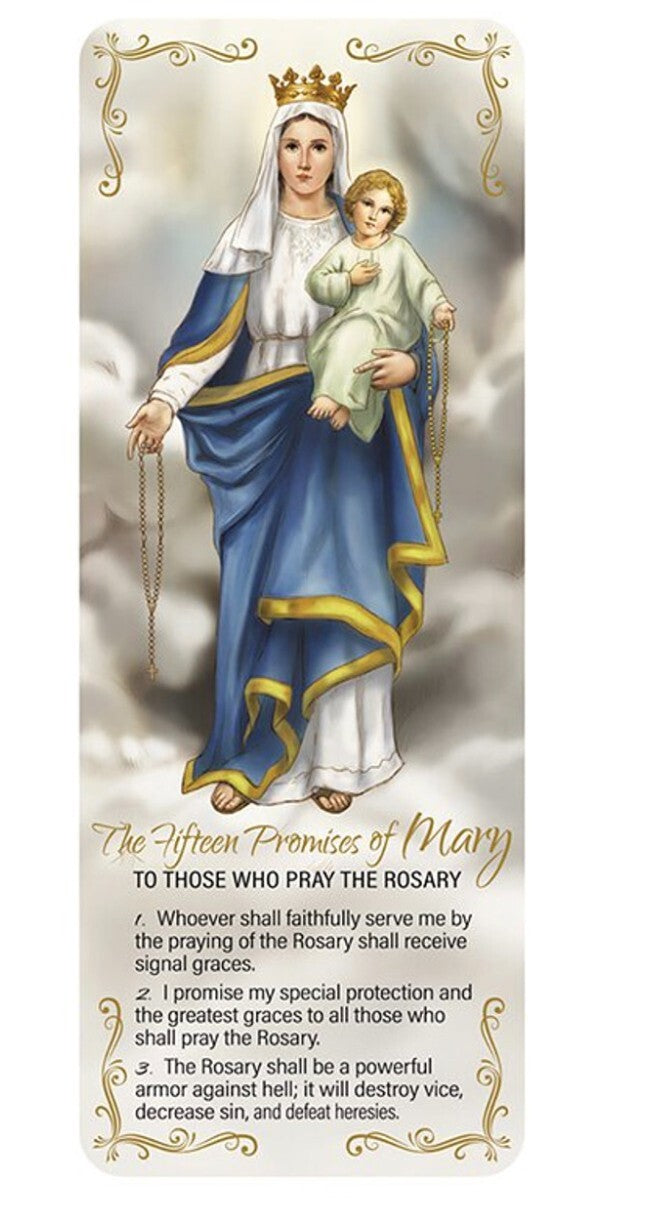 15 Promises of Mary, To Those Who Pray the Rosary Large Bookmark, New #PC-20
