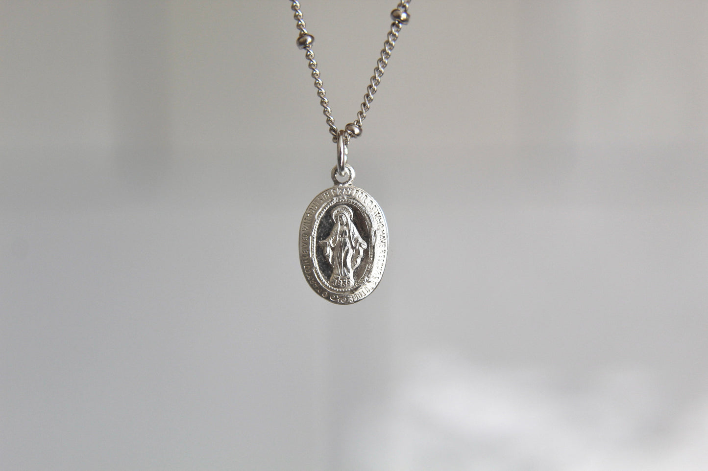 Dainty Miraculous Medal Necklace in Silver - Journeys of Faith
