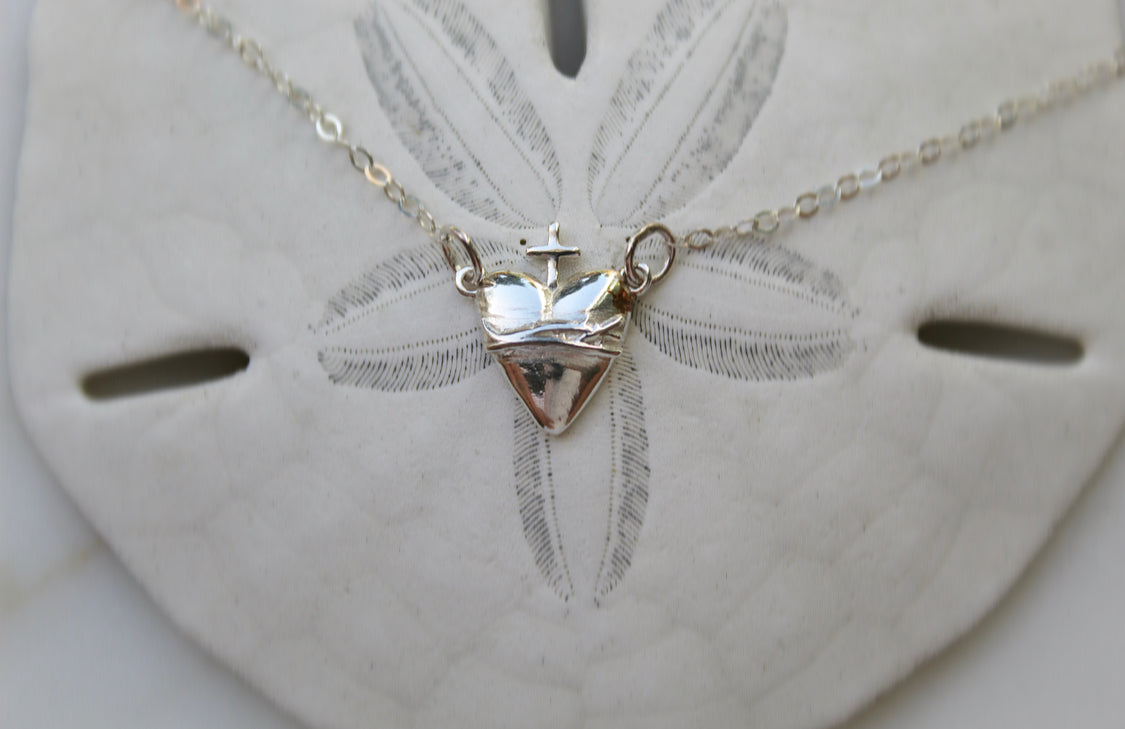 Holy Hearts™ Sacred Heart of Jesus Necklace in Sterling Silver - Journeys of Faith
