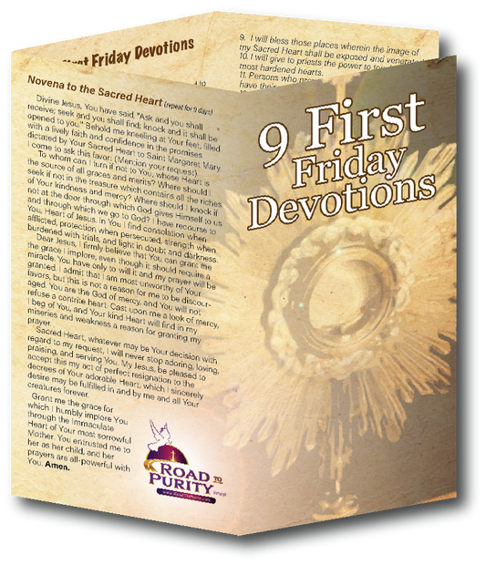 NEW! 9 First Friday Devotions - Prayer Card / 3" x 6" folded (c) - Journeys of Faith