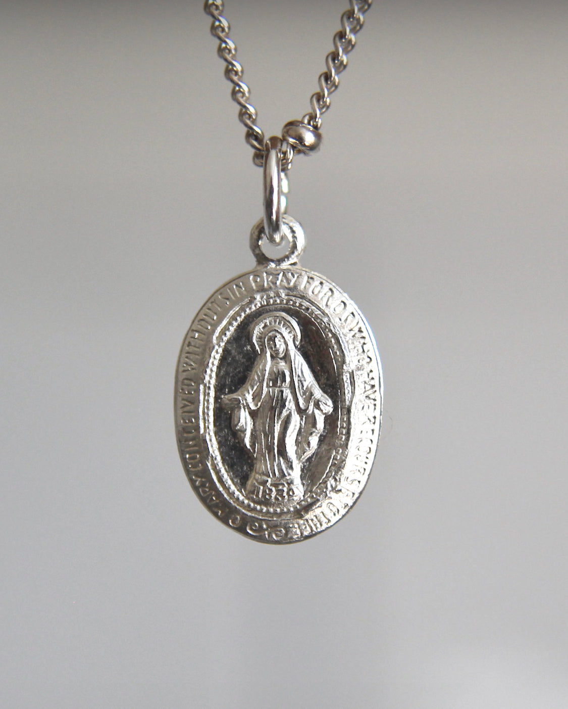 Dainty Miraculous Medal Necklace in Silver - Journeys of Faith