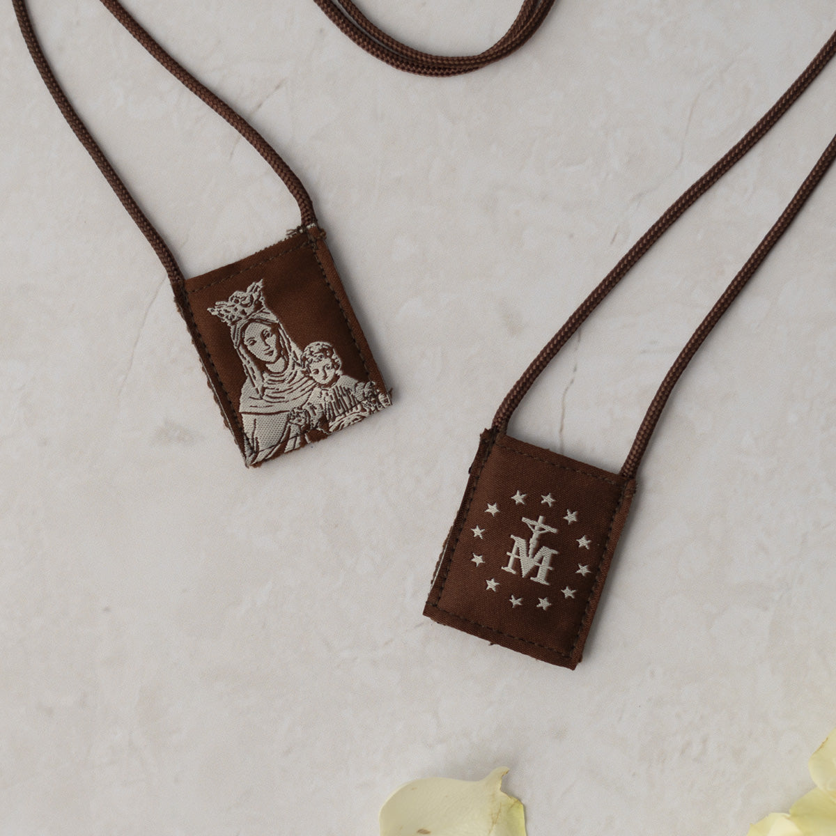 OLMC Crown of Stars | Our Lady of Mt. Carmel Premium Brown Scapular - Journeys of Faith