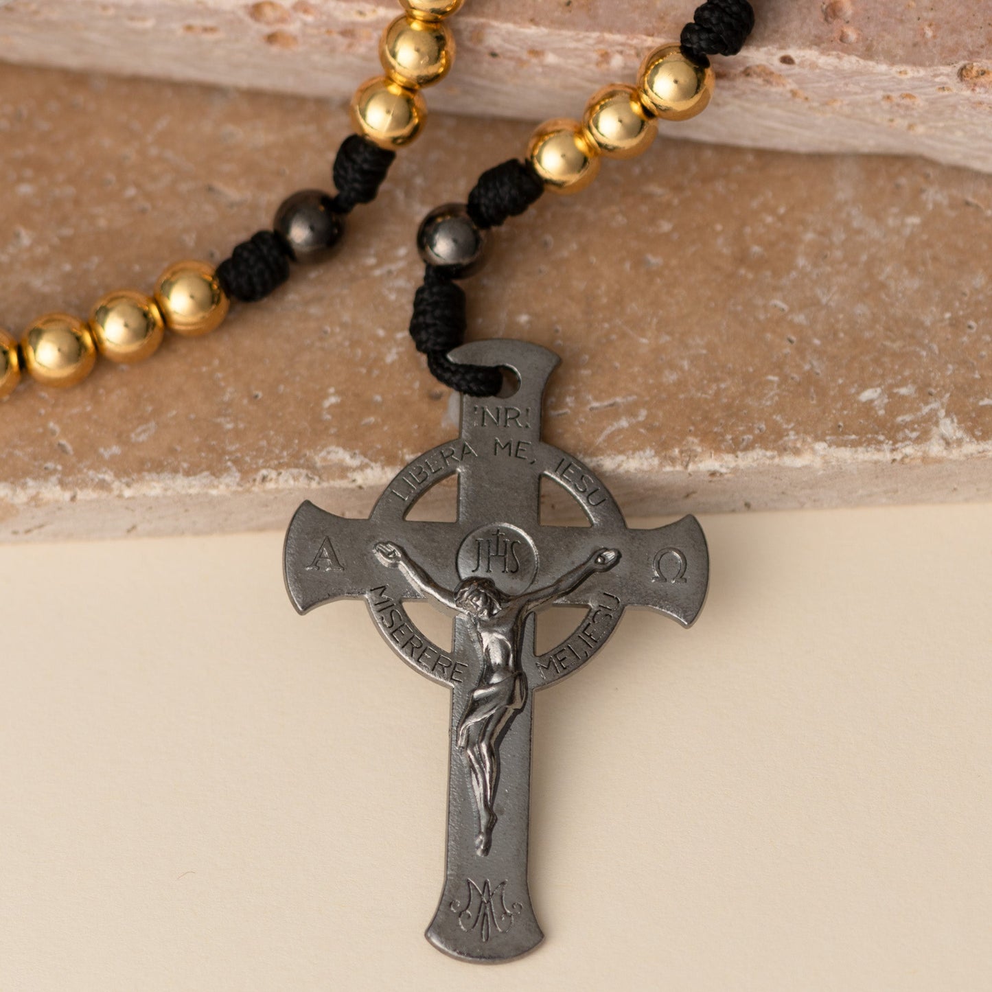 Gold Deliverance Cross Rosary - Journeys of Faith