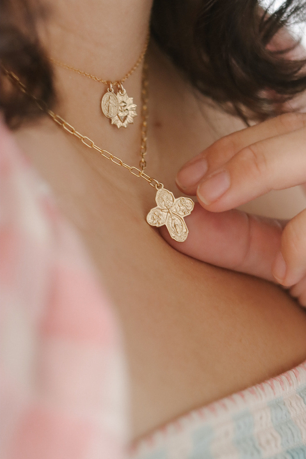 Four Way Cross Necklace - Paperclip Chain - Journeys of Faith