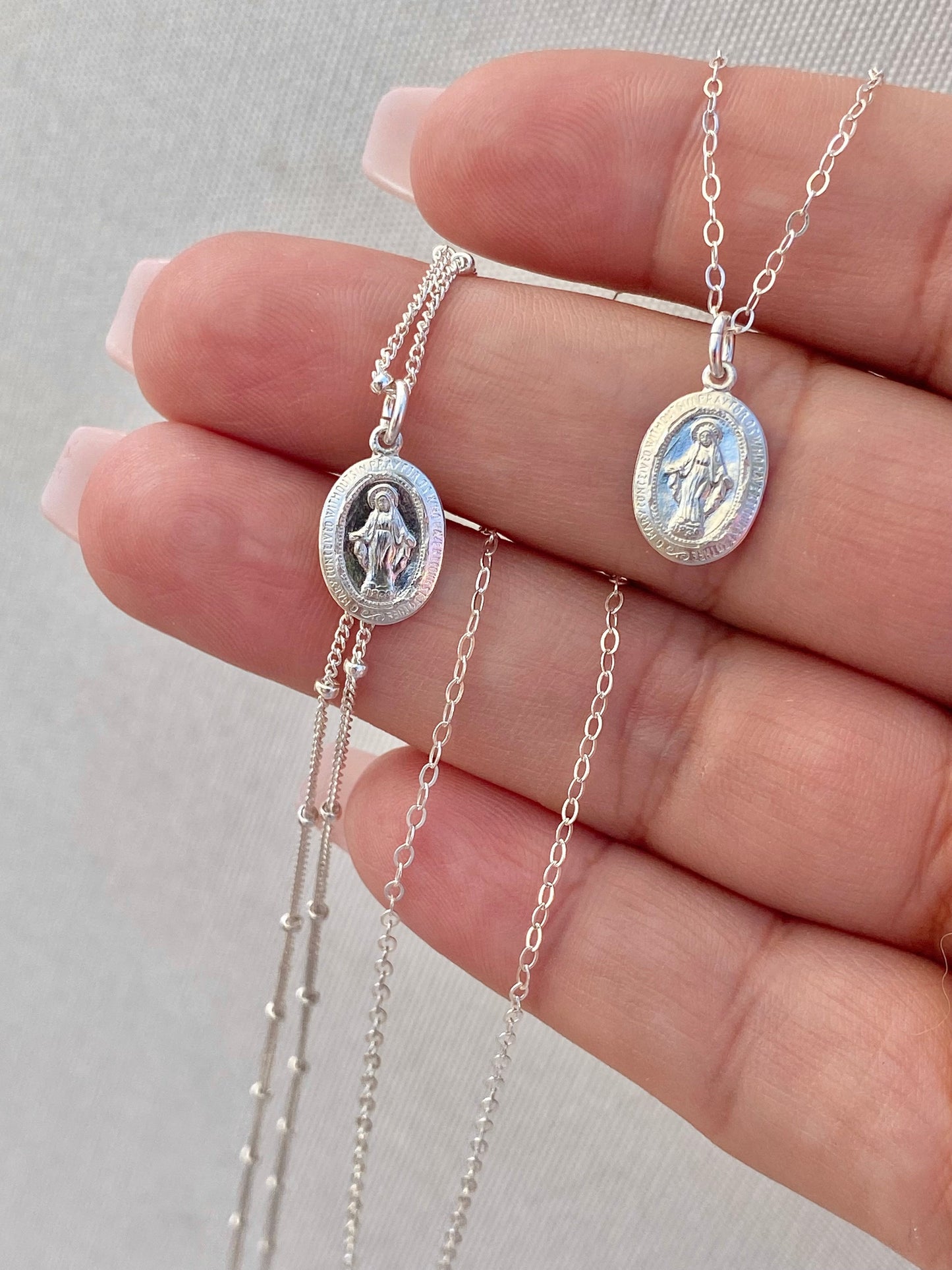 Dainty Miraculous Medal Necklace in Silver - Journeys of Faith