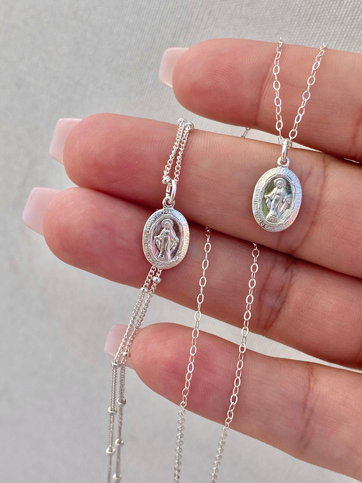 Dainty Miraculous Medal Necklace in Silver - Journeys of Faith