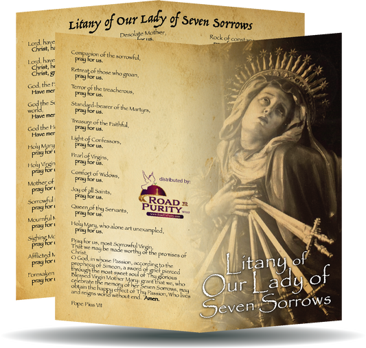 Litany of our Lady of Seven Sorrows  - Prayer Card / 3" x 6" folded (c) - Journeys of Faith