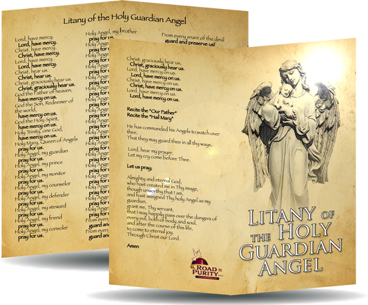 Litany of the Holy Guardian Angel - Prayer Card / 3" x 6" folded (c) - Journeys of Faith