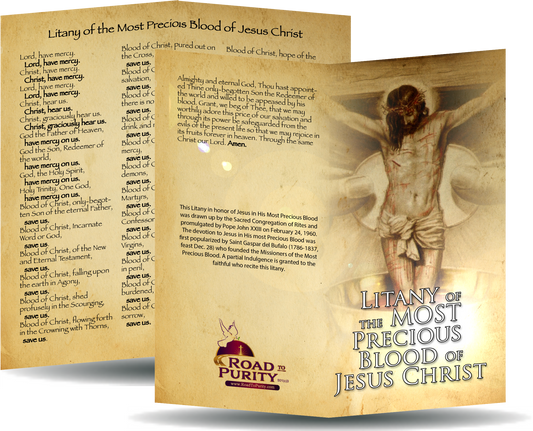 Litany of the Most Precious Blood of Jesus Christ - Prayer Card / 3" x 6" folded (c) - Journeys of Faith