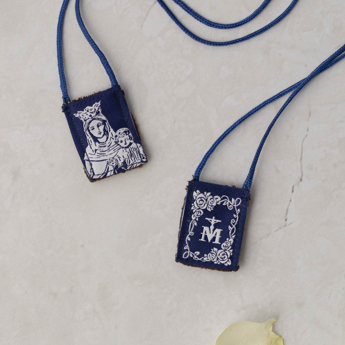 OLMC White Rose | Our Lady of Mt. Carmel Premium Brown Scapular - Journeys of Faith