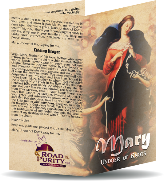 Mary Undoer of Knots novena  - Prayer Card / 3" x 6" folded (c) - Journeys of Faith