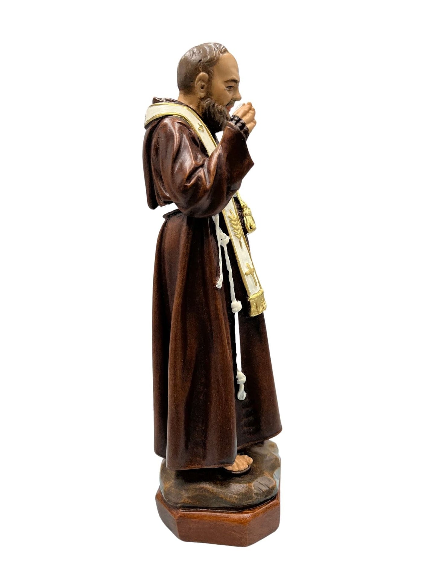 8 inch Saint Padre Pio Statue hand made in Colombia - Bob and Penny Lord