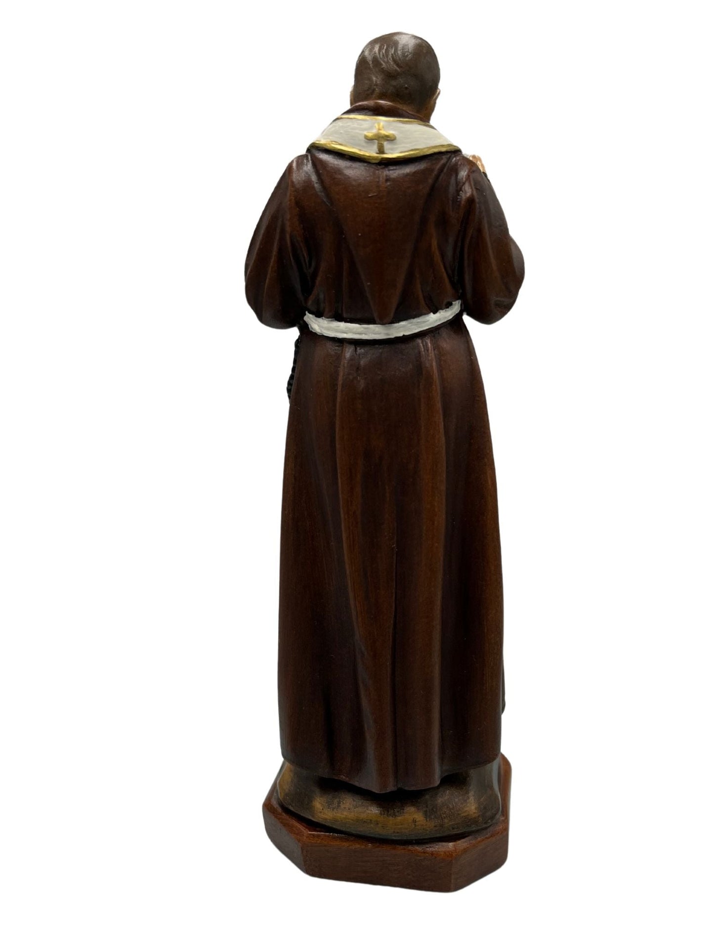 8 inch Saint Padre Pio Statue hand made in Colombia - Bob and Penny Lord