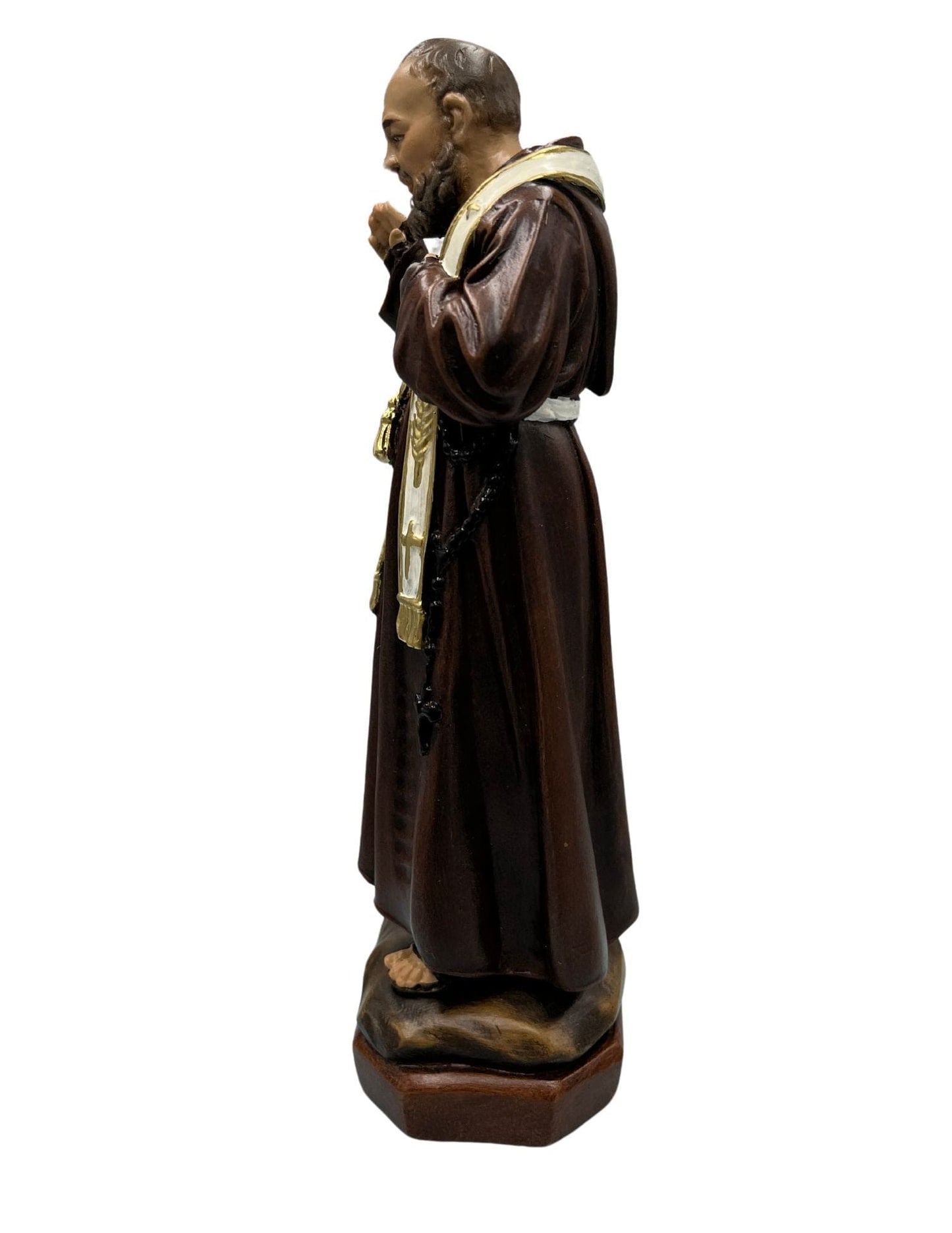 8 inch Saint Padre Pio Statue hand made in Colombia - Bob and Penny Lord