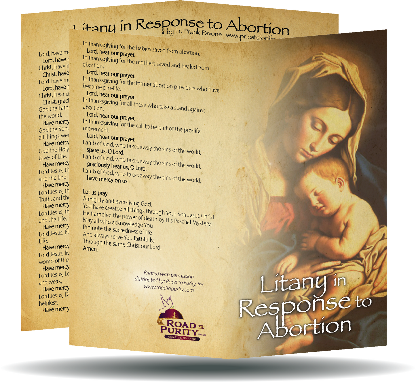 Litany in Response to Abortion - Prayer Card / 3" x 6" folded (c)