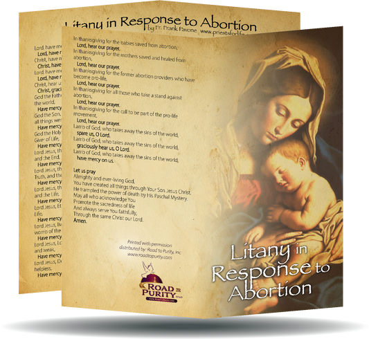 Litany in Response to Abortion  - Prayer Card / 3" x 6" folded (c) - Journeys of Faith